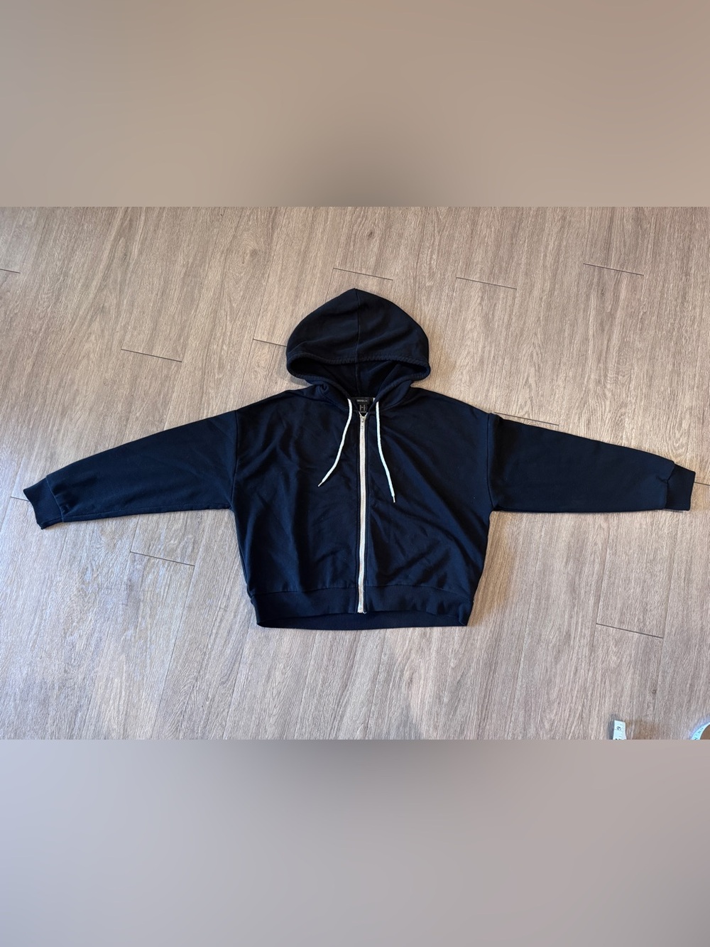 Forever 21+ Black Cotton Blend Zip Hoodie